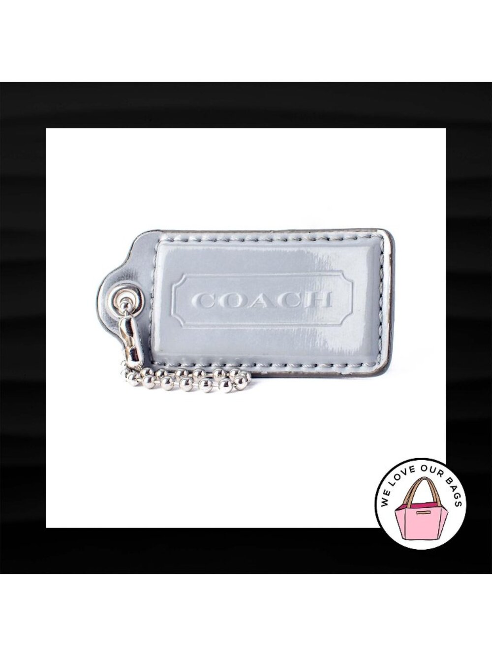 2.5" Large COACH GRAY PATENT LEATHER KEY FOB BAG